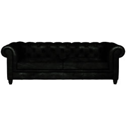 Halo Earle Grand Chesterfield Leather Sofa Old Saddle Black